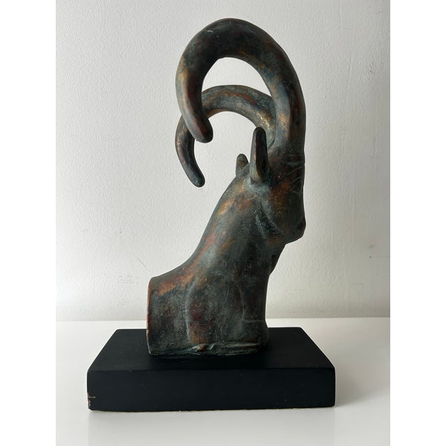 Vintage Mid Century Bronze Alva Museum Replica of Egyptian Ibex (Capricorn) For Sale - Image 4 of 10