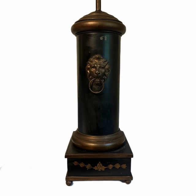 Early 19th Century French Lion Head Tole Tea Canister Lamp For Sale - Image 4 of 6
