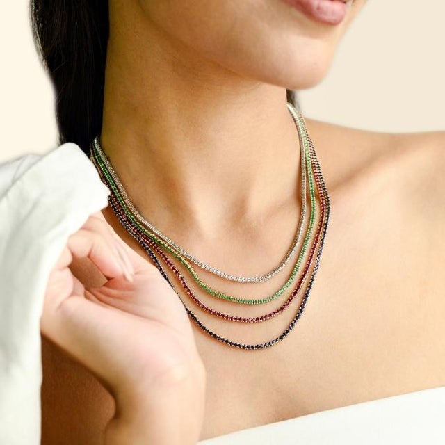 VRJewels 14k Yellow Gold 8.54 Ct Round Cut Natural Ruby Tennis Necklace 18 Inches For Sale - Image 12 of 18