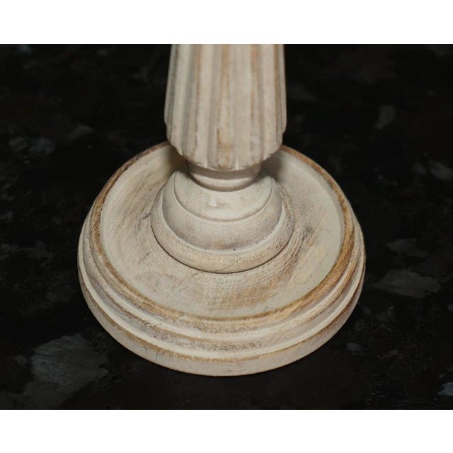 Neoclassical Carved Fluted Limed Oak Candlesticks, Set of 2 For Sale - Image 4 of 12
