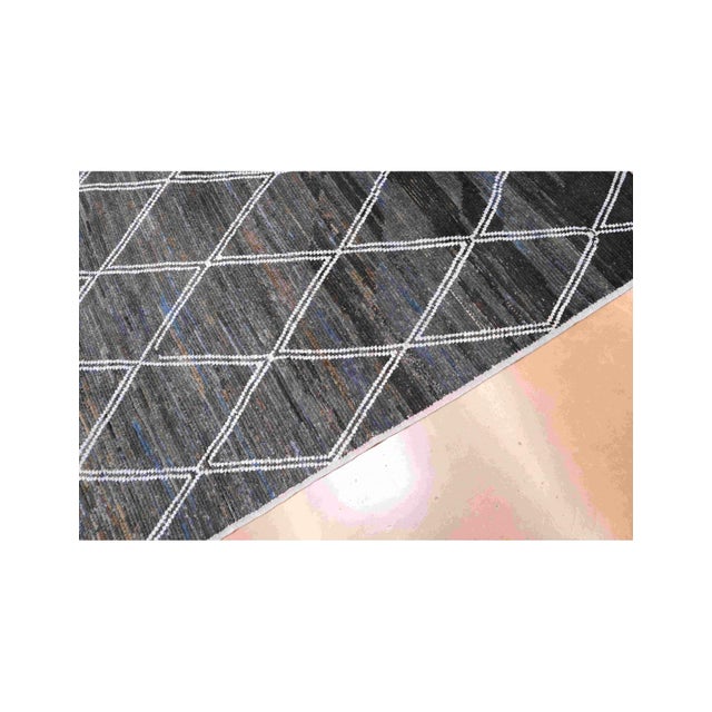 Blue Blue & Black Modern Wool Rug For Sale - Image 8 of 8