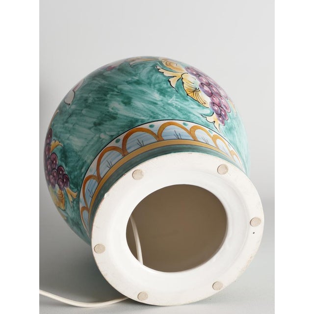 Deruta Porcelain Table Lamp with Hand-Painted Grape Decoration, Italy, 1960s For Sale - Image 14 of 17