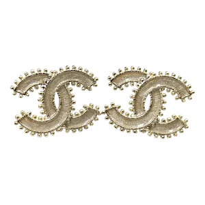 Chanel Gold CC Beige Enamel Dots Piercing Earrings - 2 Pieces