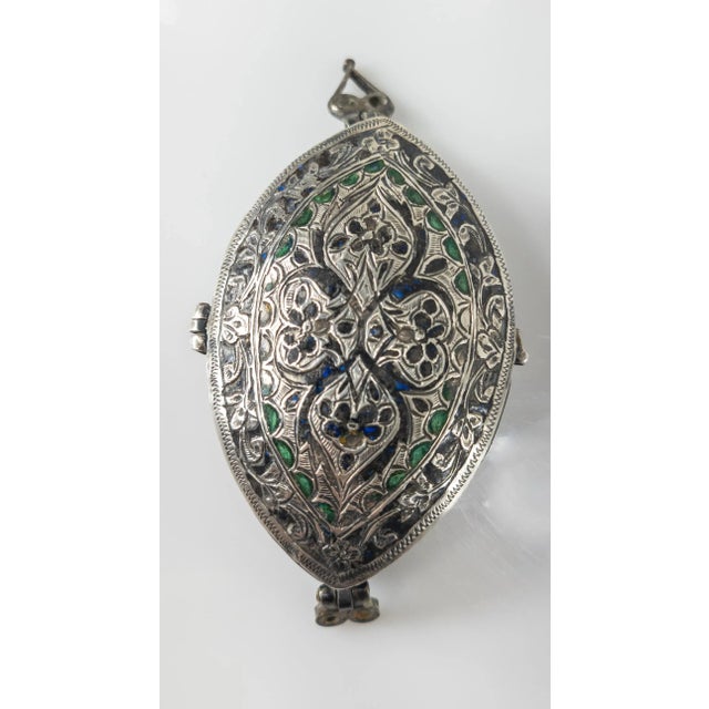Antique Enameled Silver Middle Eastern Islamic Quran Box For Sale - Image 10 of 10