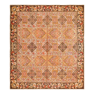 Fabuluos Multicolored Antique French Needlepoint Rug With Geometric Pattern