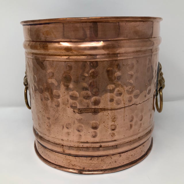 Vintage Hammered Copper and Brass Lion Head Bucket Chairish