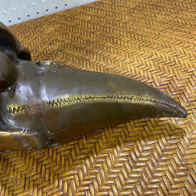 1970s Abstract Brutalist Style Bronze Skull Sculpture For Sale - Image 10 of 11