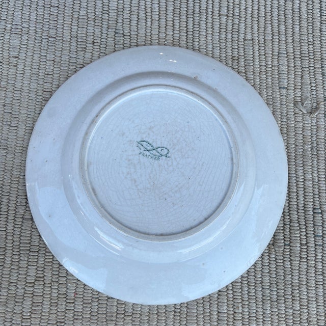 Ceramic A Nice Antique Staffordshire "Feather" Pattern Green Transfer Decorated Plate, Circa 1830's For Sale - Image 7 of 12