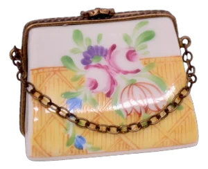 Limoges Numbered Yellow Flower Purse Box