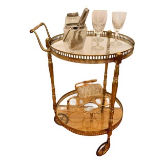 Vintage Brass Serving Trolley, 1950s For Sale