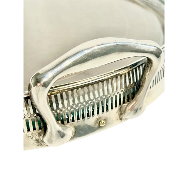 Antique Whiting Company Sterling Silver and Mahogany Gallery Cocktail Tray With Beveled Glass Insert For Sale - Image 15 of 18