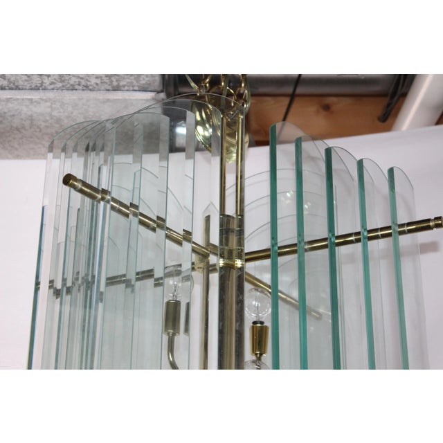 Glass Vintage 4 Ft Mid-Century Modern Waterfall Cascade Glass 12 Light Chandelier For Sale - Image 7 of 8