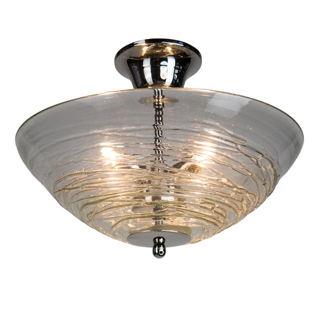 Nickel-Plated Brass and Clear Artisan Glass Ceiling Light by ZAVADSKI For Sale