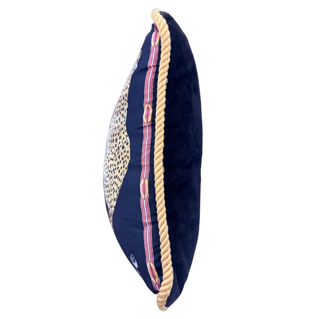 Salvatore Ferragamo Vintage Salvatore Ferragamo Silk Leopard & Egyptian Motif Pillow For Sale - Image 4 of 7