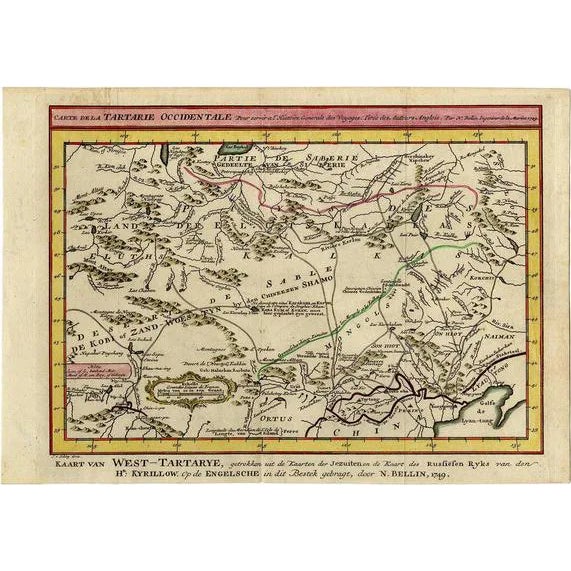 Antique Map of Eastern Tartary and the Gobi Desert by Van Schley, 1758 For Sale