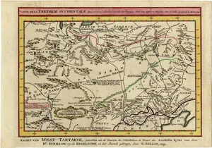 Antique Map of Eastern Tartary and the Gobi Desert by Van Schley, 1758