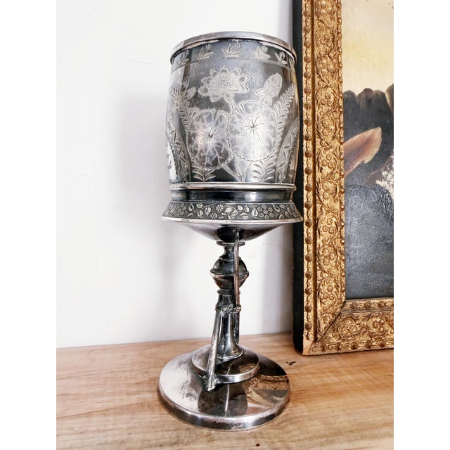 Metal 1888 Silver Plated Figural Chicago Navy Rowing Trophy For Sale - Image 7 of 10