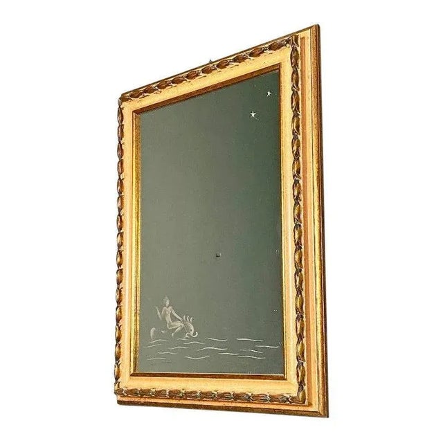 Mid-Century Italian Rectangular Mirror with Drawing, 1940s For Sale - Image 11 of 11