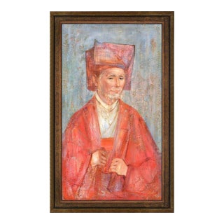 Mid 20th Century Dressed in Red, Edna Hibel For Sale