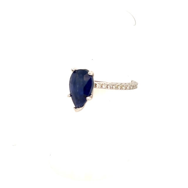 Metal Sapphire Diamond Ring Size 6.5 14k Gold 3.31 TCW Certified For Sale - Image 7 of 11