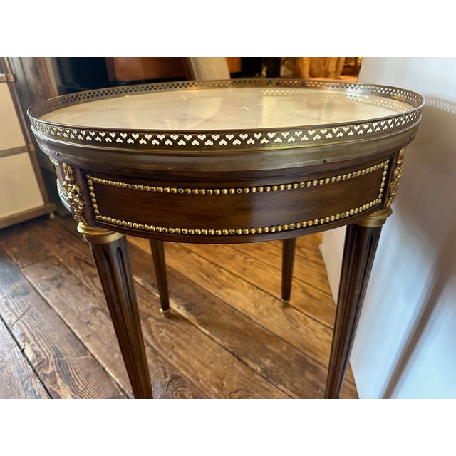 Marble Top Mahogany Side Table With Brass Gallery and Mounts For Sale - Image 10 of 11