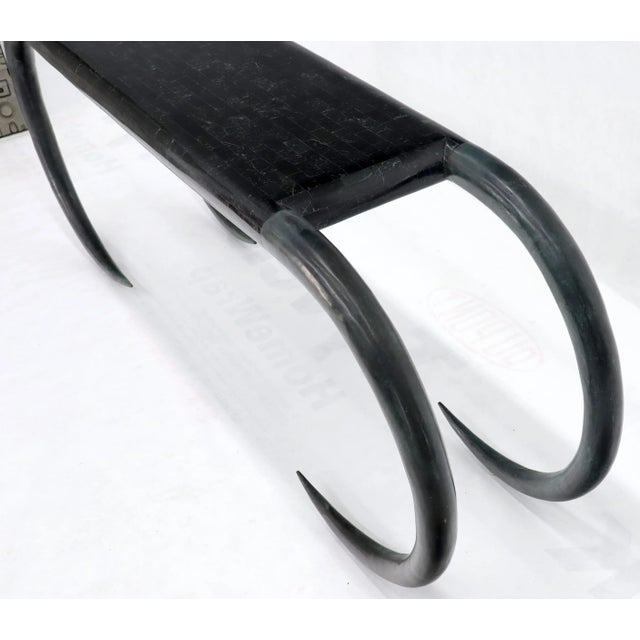 Tessellated Stone Veneer Tile Console Sofa Table on Tusk Shape Legs For Sale - Image 10 of 13