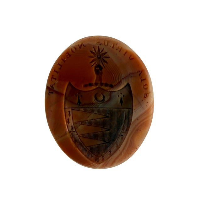 Early 19th Century 10k Gold and Carved Agate Intaglio Fob Seal Charm, Henderson Armorial For Sale In Charlotte - Image 6 of 6