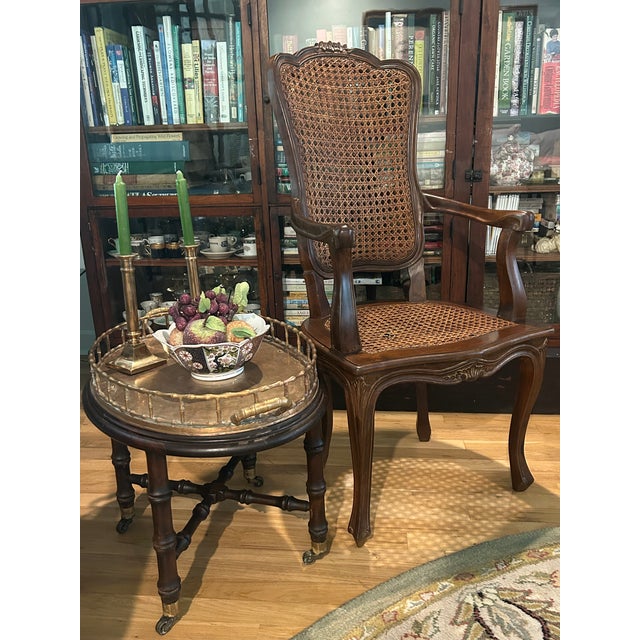 Rococo 1920s Italian Hand-Carved Walnut Louis XV Double-Caned Armchair For Sale - Image 3 of 15
