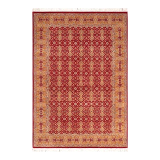 Shabby Chic 1990's Abstract Pak-Persian Red/Gold Wool Rug - 6'1'' X 9'4'' For Sale