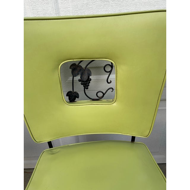 1970s Late 20th Century Woodard Black Iron Lime Green Dining/Patio Chairs - Set of 4 For Sale - Image 5 of 12