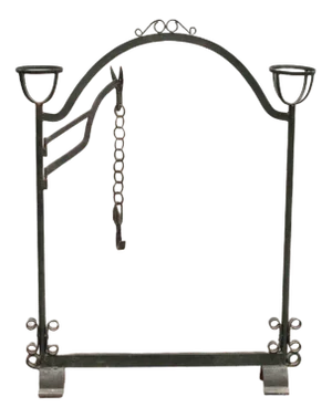 20th Century Wrought Iron Rustic Support Element with Chains, Spain