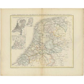 Antique Map of the Netherlands in 1859 by Mees, 1861 For Sale