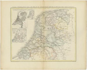 Antique Map of the Netherlands in 1859 by Mees, 1861