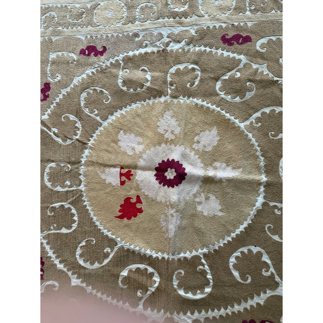 Boho Vintage Suzani from Asian, circa mid-1960s. There are stains on this suzani. Dimension; 61'' x 63'' inches / 154 x...