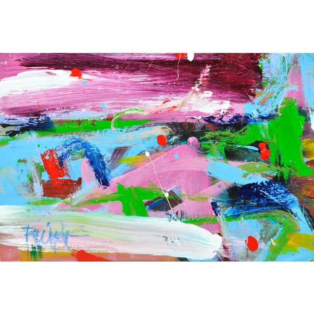 "Magenta Spackle Swath" Contemporary Abstract Expressionist Acrylic Painting by Robbie Kemper For Sale In Cincinnati - Image 6 of 6