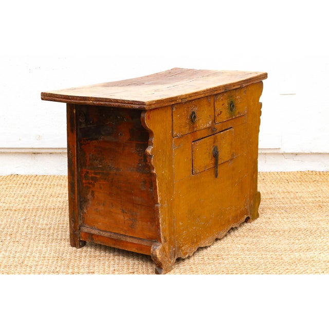 Yellow Large Vibrant Yellow 19th Century Money Chest For Sale - Image 8 of 14