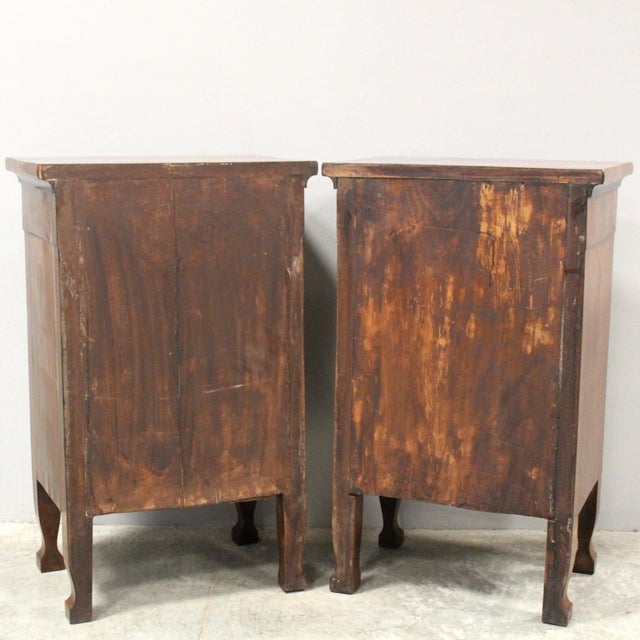 Italian Empire Bedside Tables in Walnut, Set of 2 For Sale - Image 9 of 13