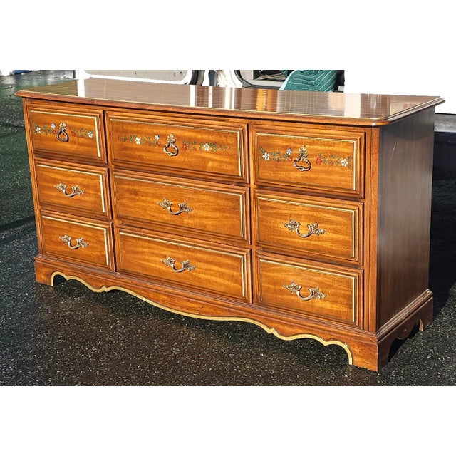 Henry Link Henry Link Furniture Ornate and Partial Gilt Dresser With Lenoir Plated Wall Mirror For Sale - Image 4 of 10