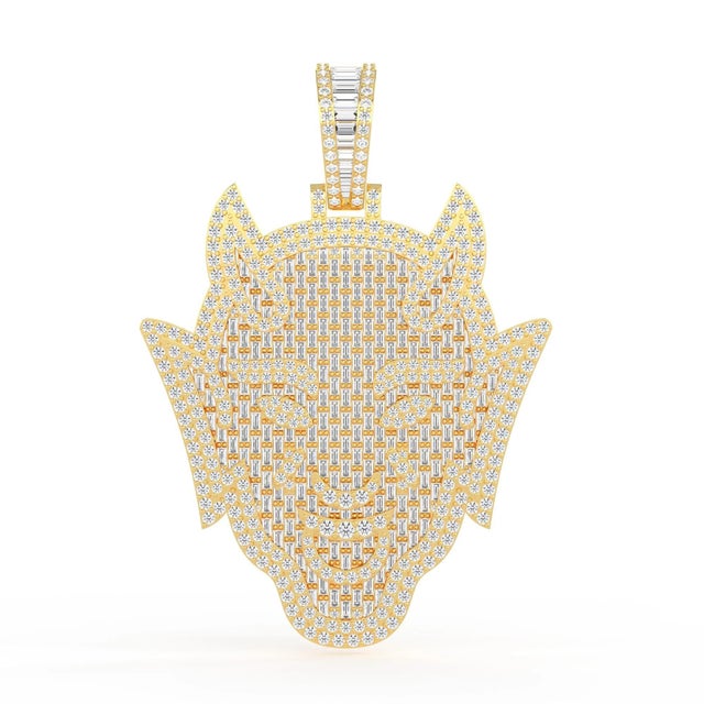 This 10K Yellow Gold Devil Pendant 4-1/2 Cttw is a refined diamond necklace crafted in premium 14K gold and set with...