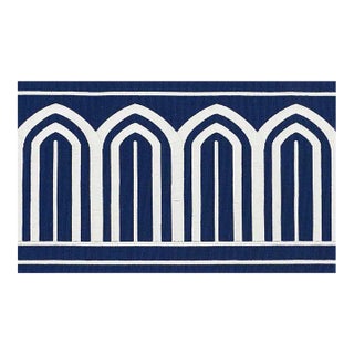 Sample - Schumacher X Miles Redd Arches Embroidered Tape Wide in Marine For Sale
