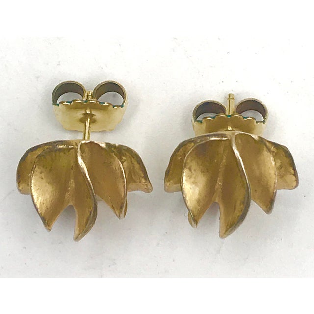 Modern 1980s Gold Vermeil Signed Runway Earrings - 2 Pieces For Sale - Image 3 of 4