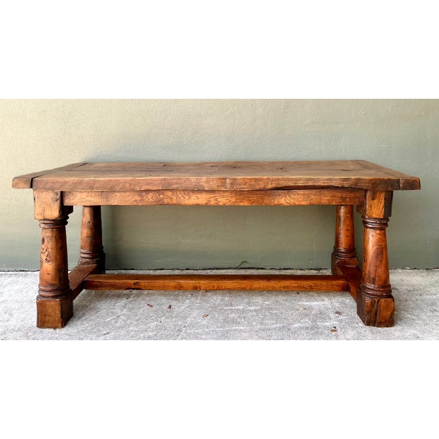 Vintage Belgian Solid Wood Trestle Table For Sale - Image 4 of 12