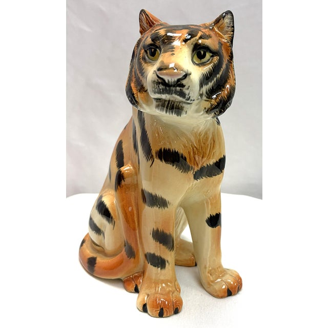 Mid 20th Century Vintage Ceramic Tiger Figure For Sale - Image 5 of 15