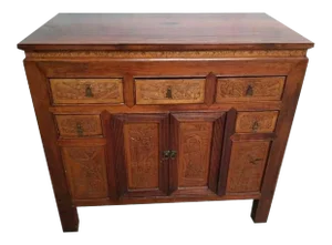 Vintage Oriental Asian Chinese Carved Side Table Entry Table Japanese Style
