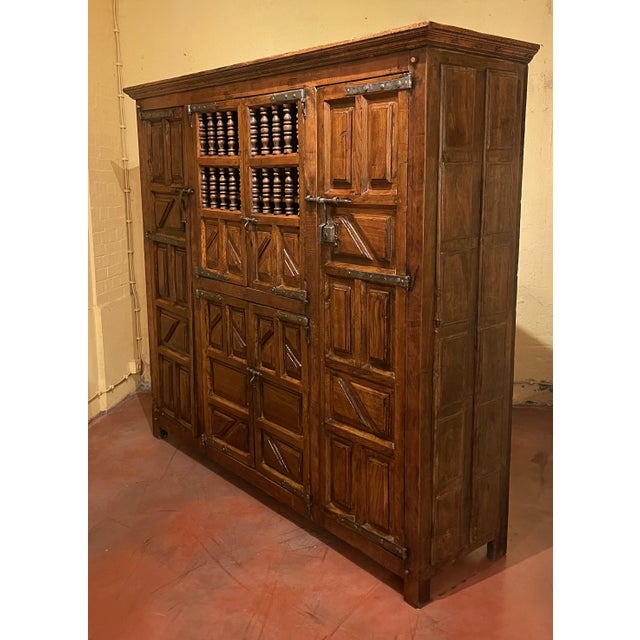 Brown Large Spanish Renaissance Oak 6-Door Cabinet, 17th Century For Sale - Image 8 of 15