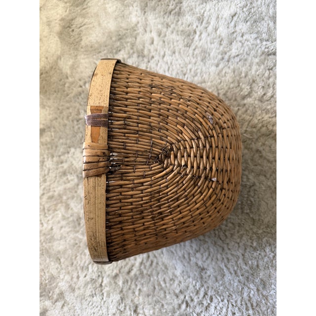 Antique Rattan Handwoven Asian Agricultural Basket For Sale - Image 10 of 12