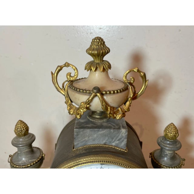 Antique 19th C French a Paris Louis XVI Ornate Ormolu Bronze Marble Mantle Clock For Sale - Image 4 of 16