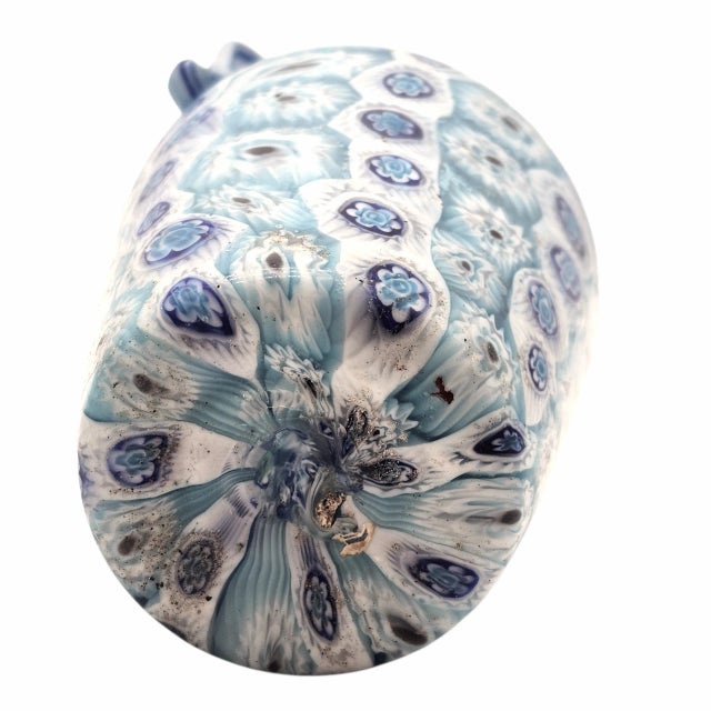 Blue Fratelli Toso Murano Italy Art Glass Millefiori Murrine Handled Vase Blue 6" For Sale - Image 8 of 8