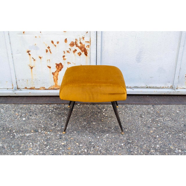Upholstered Velvet Stool, Italy, 1950s For Sale - Image 3 of 4