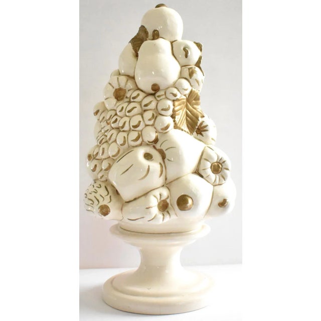 Mid-Century Italian Majolica White & Gold Topiary Centerpiece For Sale - Image 11 of 11